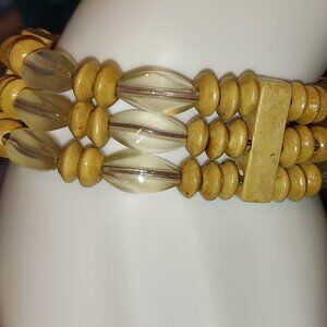 Women's wood & beaded bracelet